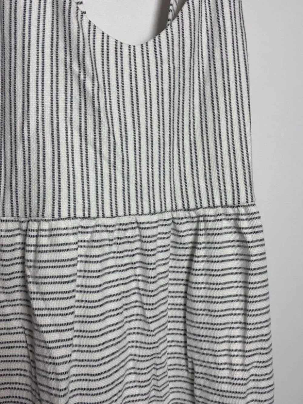 LOFT NWT Beach White Gray Striped Nautical Criss Cross Back Summer Dress